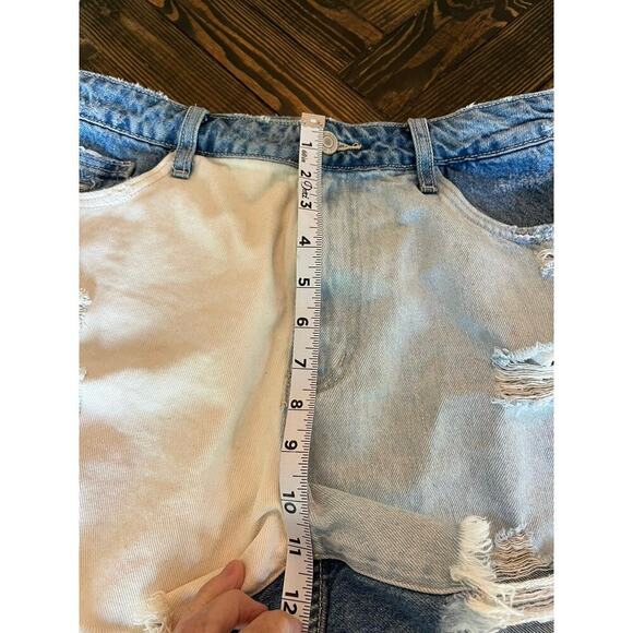 Vervet Color block Denim Cut Off Jean Shorts Women Large Fringe Western Summer - Picture 7 of 12